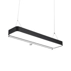 Office LED Hanging Pendant Modern Black Suspension Lighting with Rectangle Acrylic Shade, 23.5"/47"/71" L