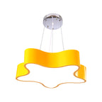 Child Care Centre LED Hanging Light Kids Red/Green/Yellow Finish Drop Pendant with Star Acrylic Shade, 11"/15" W