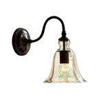 Vintage Gooseneck Wall Mount Light Single-Bulb Clear Flared Glass Wall Lighting in Black