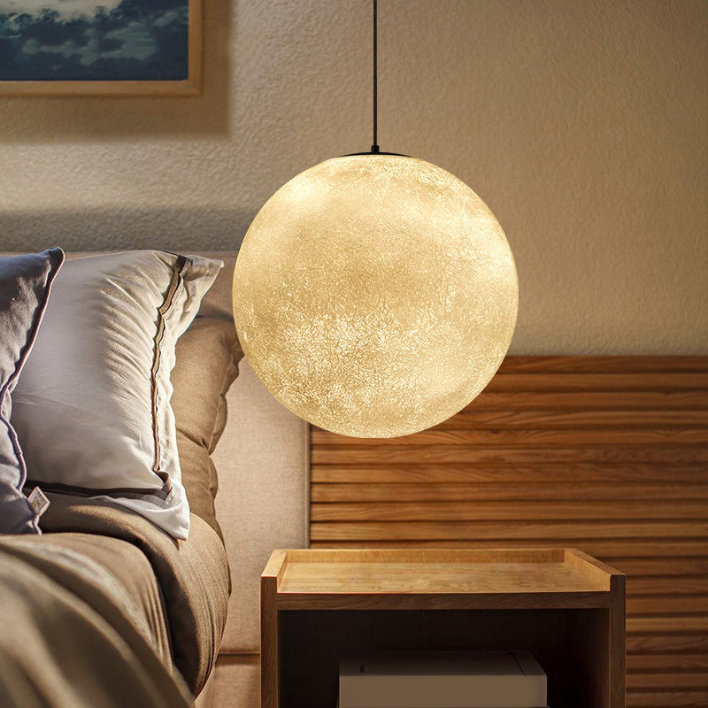 White Super Moon Pendulum Light Romantic Modern 1-Light Ceiling Hang Lamp, 10"/12"/16" Wide