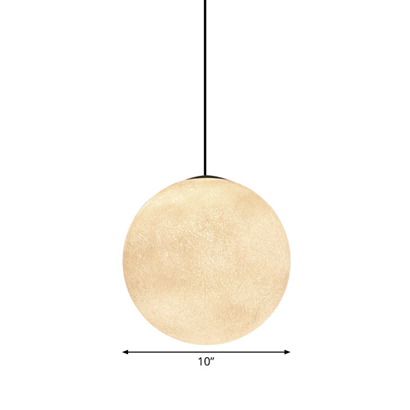 White Super Moon Pendulum Light Romantic Modern 1-Light Ceiling Hang Lamp, 10"/12"/16" Wide