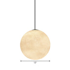 White Super Moon Pendulum Light Romantic Modern 1-Light Ceiling Hang Lamp, 10"/12"/16" Wide