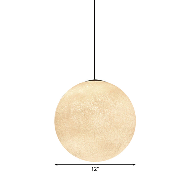 White Super Moon Pendulum Light Romantic Modern 1-Light Ceiling Hang Lamp, 10"/12"/16" Wide