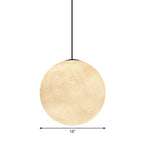 White Super Moon Pendulum Light Romantic Modern 1-Light Ceiling Hang Lamp, 10"/12"/16" Wide