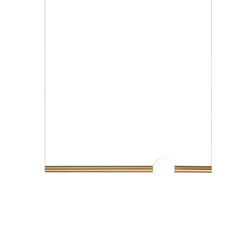 1-Head Bedside Drop Pendant Postmodern Gold/Clear Hanging Light with Tubular Frosted White Glass Shade