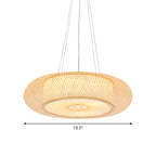 Handmade Round Bamboo Hanging Light Chinese 1 Bulb 18"/19.5"/31.5" Wide Beige Ceiling Pendant for Tearoom