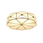 Scalloped/Bowl/Flower Frosted Glass Flush Mount Light Vintage 3 Lights Bedroom Ceiling Light in Brass