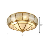 Scalloped/Bowl/Flower Frosted Glass Flush Mount Light Vintage 3 Lights Bedroom Ceiling Light in Brass