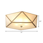Scalloped/Bowl/Flower Frosted Glass Flush Mount Light Vintage 3 Lights Bedroom Ceiling Light in Brass