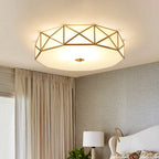 Scalloped/Bowl/Flower Frosted Glass Flush Mount Light Vintage 3 Lights Bedroom Ceiling Light in Brass