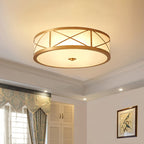 Scalloped/Bowl/Flower Frosted Glass Flush Mount Light Vintage 3 Lights Bedroom Ceiling Light in Brass