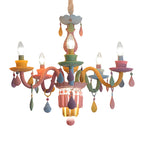 Nursing Room Foyer Candle Pendant Light Glass Kids Multi-Color Chandelier with Teardrop