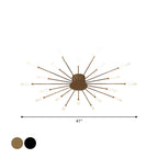 Black/Gold Burst Ceiling Light Fixture Contemporary 12/18/28 Lights Acrylic LED Semi Flush Mounted Lamp for Bedroom