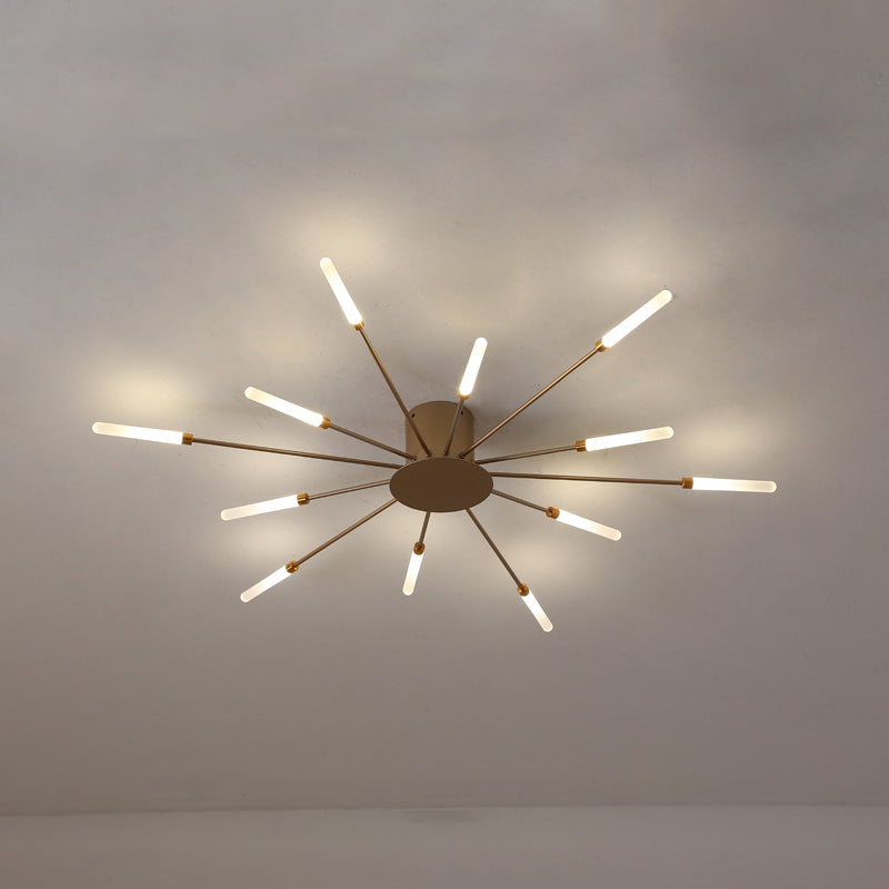 Black/Gold Burst Ceiling Light Fixture Contemporary 12/18/28 Lights Acrylic LED Semi Flush Mounted Lamp for Bedroom