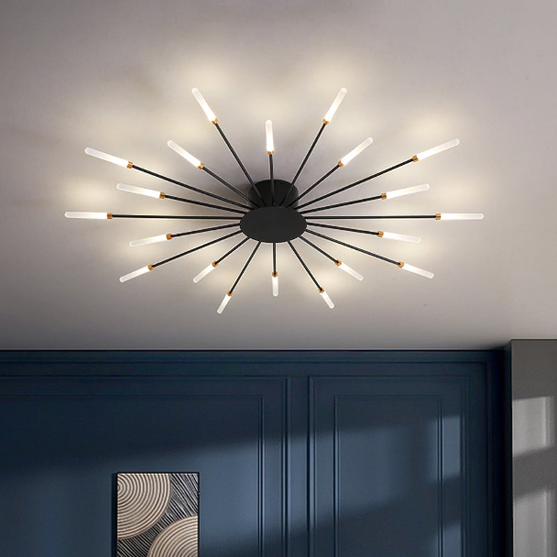 Black/Gold Burst Ceiling Light Fixture Contemporary 12/18/28 Lights Acrylic LED Semi Flush Mounted Lamp for Bedroom