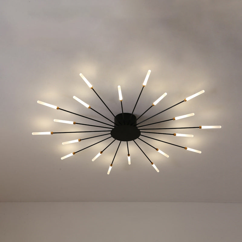 Black/Gold Burst Ceiling Light Fixture Contemporary 12/18/28 Lights Acrylic LED Semi Flush Mounted Lamp for Bedroom
