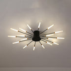 Black/Gold Burst Ceiling Light Fixture Contemporary 12/18/28 Lights Acrylic LED Semi Flush Mounted Lamp for Bedroom