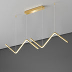 Zigzag Pendant Light Fixture Minimalism Aluminum Dining Room LED Ceiling Light in Black/Gold