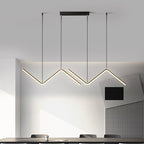 Zigzag Pendant Light Fixture Minimalism Aluminum Dining Room LED Ceiling Light in Black/Gold