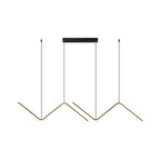 Zigzag Pendant Light Fixture Minimalism Aluminum Dining Room LED Ceiling Light in Black/Gold