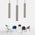 Tubular Bedside Down Lighting Pendant Cement 10.5"/19.5" Tall LED Nordic Ceiling Lamp in White/Yellow Light