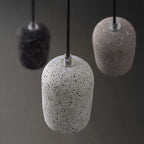 Capsule Shaped Dining Room Pendant Loft Terrazzo Black/Grey/White LED Ceiling Hang Lamp in Warm/White Light