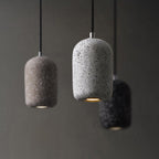 Capsule Shaped Dining Room Pendant Loft Terrazzo Black/Grey/White LED Ceiling Hang Lamp in Warm/White Light