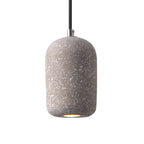 Capsule Shaped Dining Room Pendant Loft Terrazzo Black/Grey/White LED Ceiling Hang Lamp in Warm/White Light