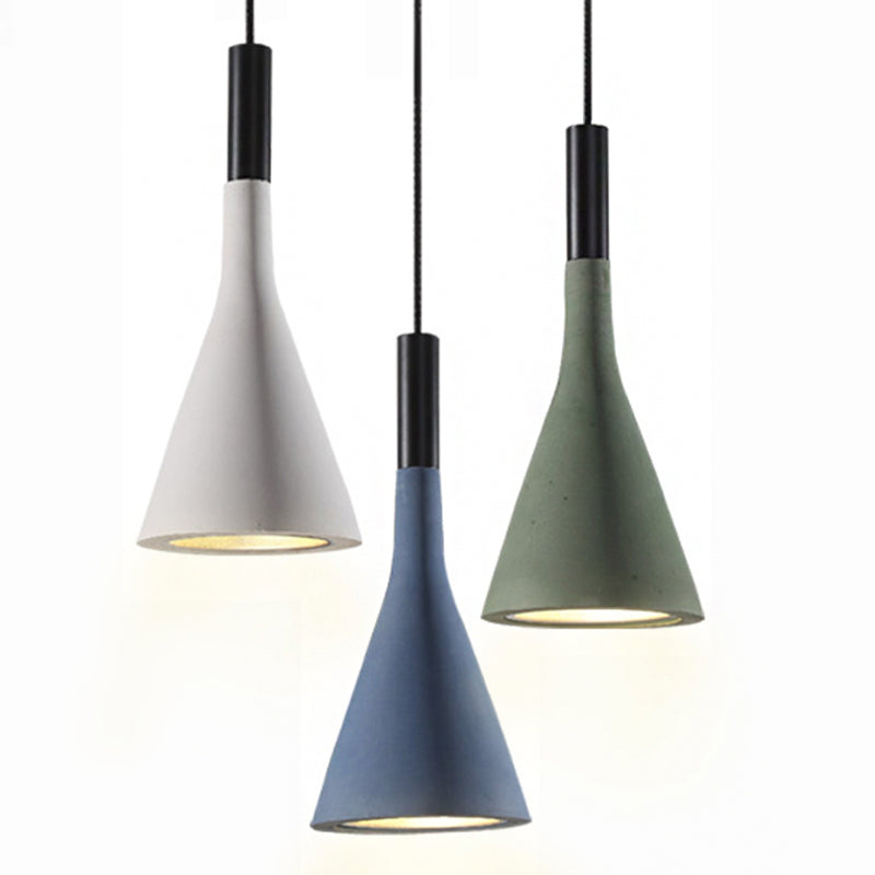 Grey/White/Coffee Funnel Pendant Light Nordic Cement 1 Head Dining Table Suspended Lighting Fixture