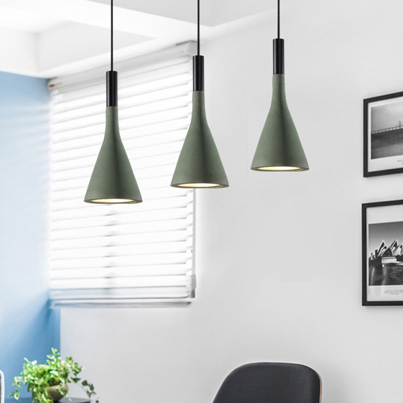 Grey/White/Coffee Funnel Pendant Light Nordic Cement 1 Head Dining Table Suspended Lighting Fixture