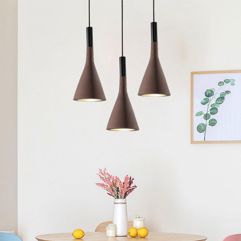 Grey/White/Coffee Funnel Pendant Light Nordic Cement 1 Head Dining Table Suspended Lighting Fixture
