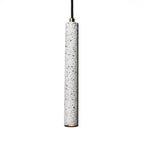 Terrazzo Flute Pendulum Light Nordic 10"/19.5" Tall LED Bistro Hanging Pendant in White/Black