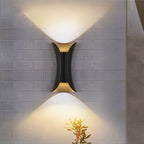 Small/Large Flared LED Wall Sconce Modern Metal 2 Bulbs Black/White/White-Gold Up Down Light for Terrace