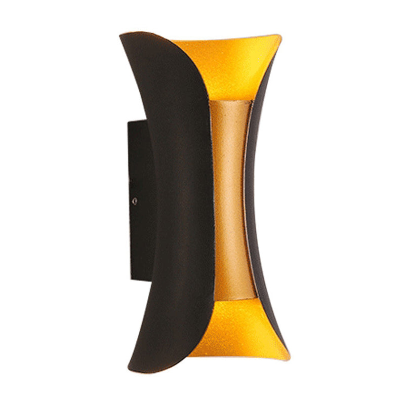 Small/Large Flared LED Wall Sconce Modern Metal 2 Bulbs Black/White/White-Gold Up Down Light for Terrace