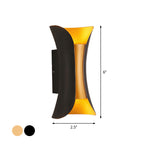 Small/Large Flared LED Wall Sconce Modern Metal 2 Bulbs Black/White/White-Gold Up Down Light for Terrace
