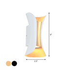 Small/Large Flared LED Wall Sconce Modern Metal 2 Bulbs Black/White/White-Gold Up Down Light for Terrace