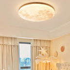 Nordic Wood & PVC Round LED Flush Mount Ceiling Light 1-light