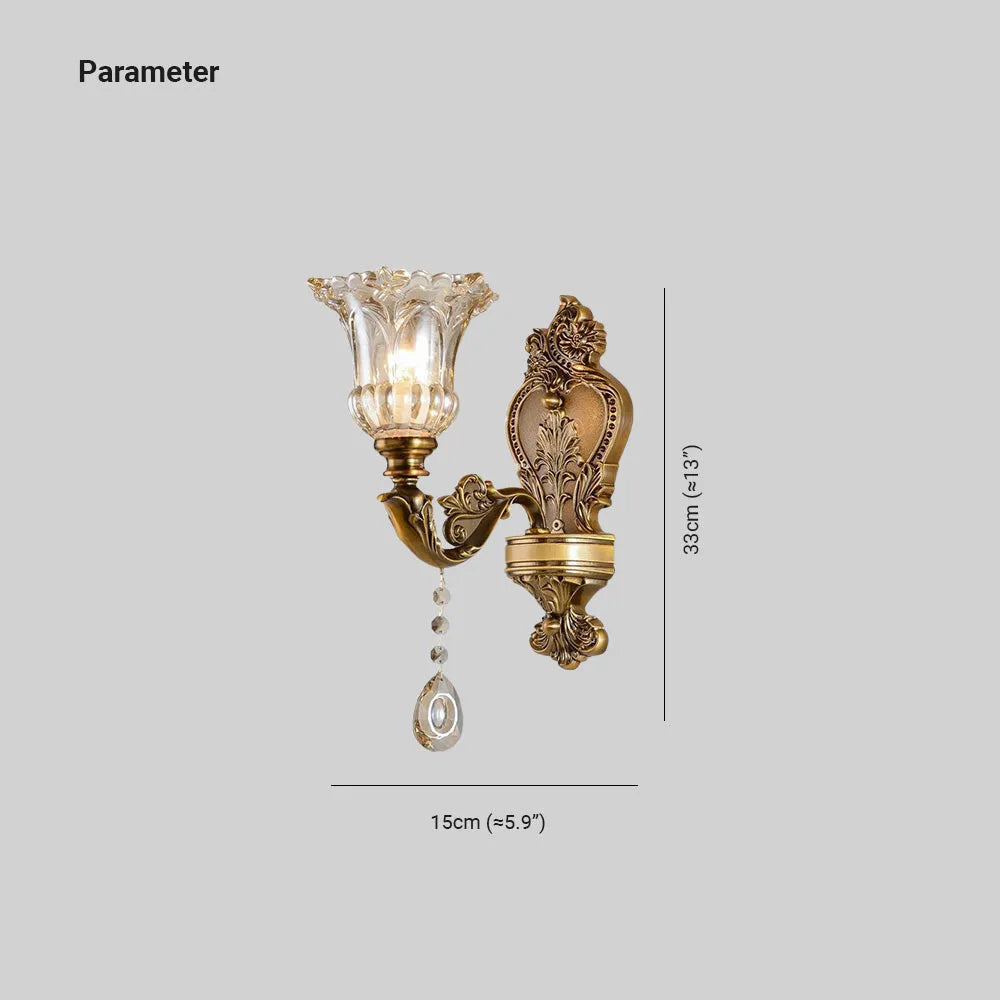 Ramiq Vintage Metal/Glass Wall Lamp, Gold