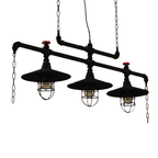 2/3 Heads Saucer Island Lighting Steampunk Black Iron Hanging Light Fixture with Cage and Chain Deco