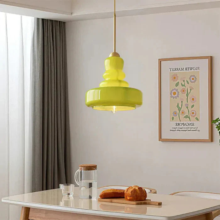 Designer Hanging Lamp with Milk Glass Bauhaus