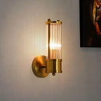 Kristy American Cylindrical Elegant Gold Glass/Metal Vanity Wall Lamp