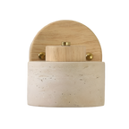 Minimalist Travertine Wood Cylinder Wall Sconce LED 1-light