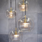 June Glass Globe Pendant Light Clear & Amber