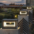 Ray Contemporary LED Cube Metal Outdoor Lamps, Black