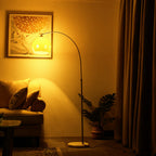 Mira Modern Dome Floor Lamp Metal/Marble/Acrylic White/Orange Living Room