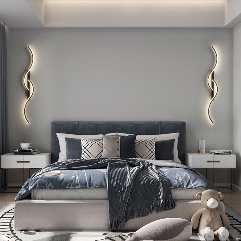 Lumor Modern Wave Design Wall Sconce Black/Gold Living Room