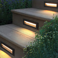 Ray Modern Metal Rectangular Outdoor Deck/Step Light, Black