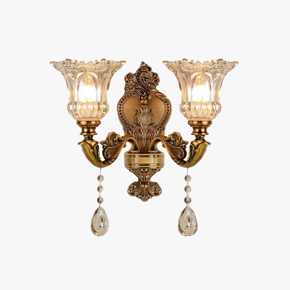 Ramiq Vintage Metal/Glass Wall Lamp, Gold