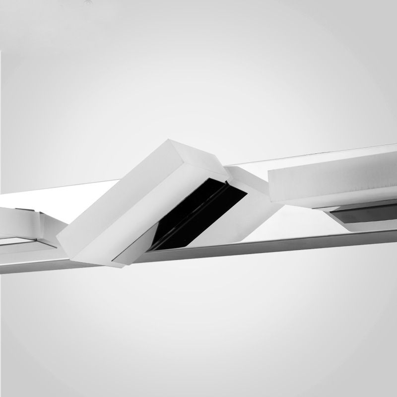 Arisha Design LED Square Mirror Wall Sconce Modern Metal/Acrylic Silver Bathroom