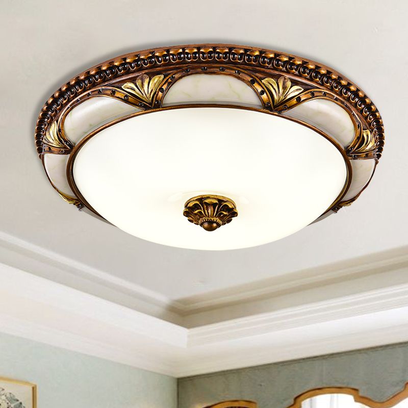 Silva Vintage LED Ceiling Light Round Flower Brass Hallway/Bedroom Resin/Glass